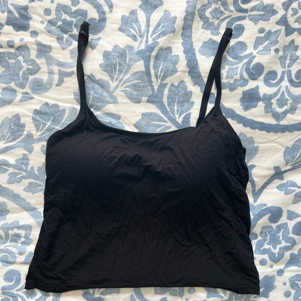 black tank top with built in padded bra